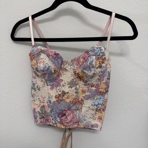 Floral Vintage-Style Lace-Up Corset